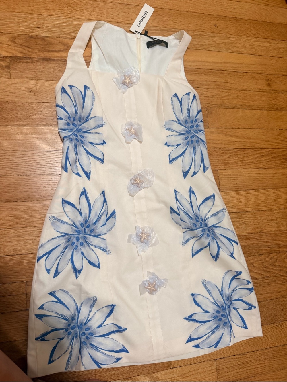 Commense Cream Party Dress with Gold Star Accent